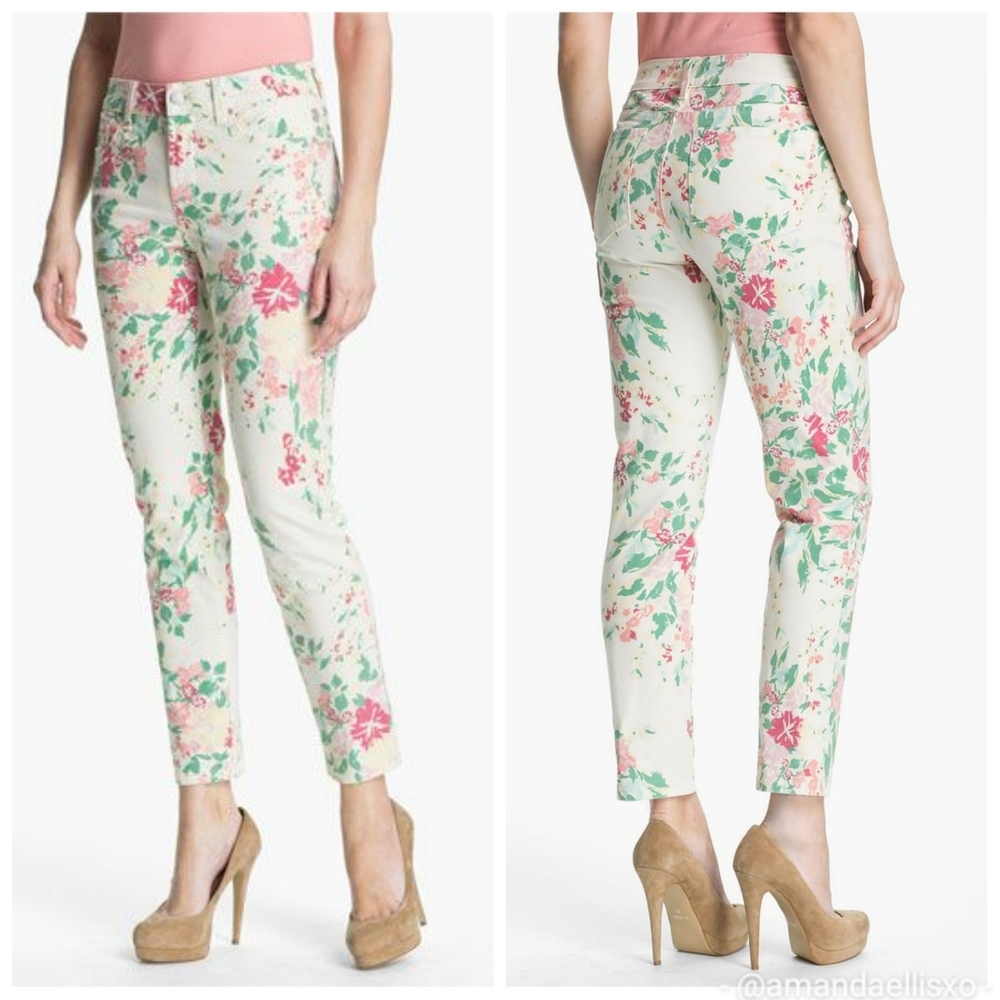 NYDJ Lift Tuck Technology Floral Print Ankle Jeans